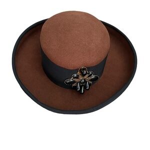 Vintage Bollman Brown  hat company doeskin felt 100%  diameter 8.5 inches